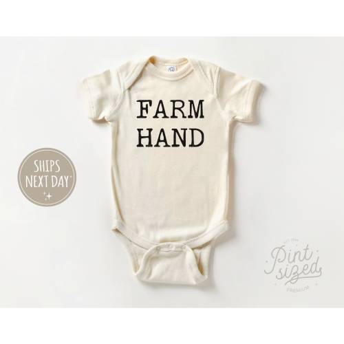 Farm Hand Baby Onesie® - Minimalist Farm Natural Bodysuit - Country Baby Onesie®