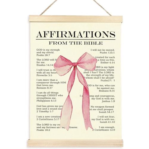 CGBHW Coquette Pink Bow Poster Hanger Frame 12x16, Christian Bible Verses Posters Wall Art Hanging Decor for Girls Dorm Home Bedroom Prayer Room, Preppy Inspirational Aesthetic Door Decor