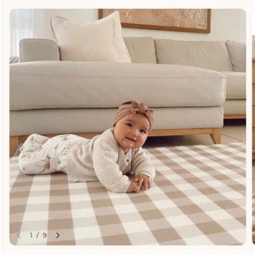 Gingham Play Mat - Latte – Munchkin & Bear