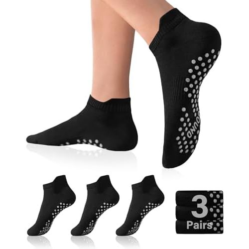DIBAOLONG Pilates Socks with Grips for Women Yoga Socks Non Slip Barre Hospital Socks 6-Pairs Grippy Ankle Socks