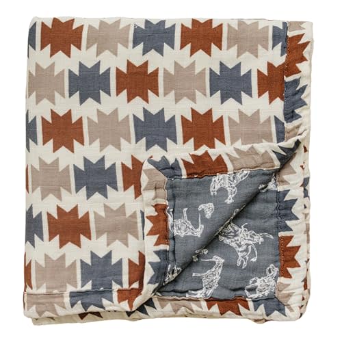 Mebie Baby Muslin Quilt, Western Aztec and Wild West, 100% Cotton Baby Blanket for Girls and Boys, Newborns, Toddlers, Soft Swaddle, 47"x47"