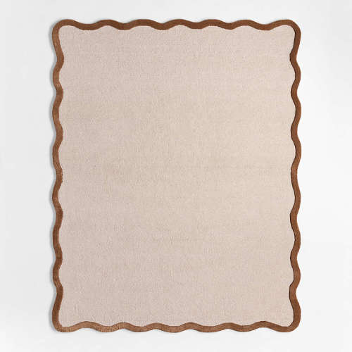 Wavy Border Pink Tint Kids Performance Area Rug 6'x9'