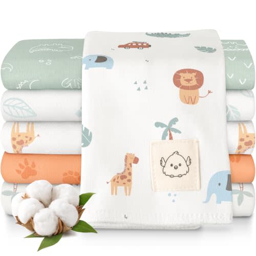 Organic Burp Cloths Baby Boy, Girl, 6-Pack Large Burping Cloths (Wilderness) | Burping Clothes for Babies, Newborns Spit Up Rags, Super Soft, Absorbent Wash Towels, Gender Neutral, Non-Shrink Machine Wash