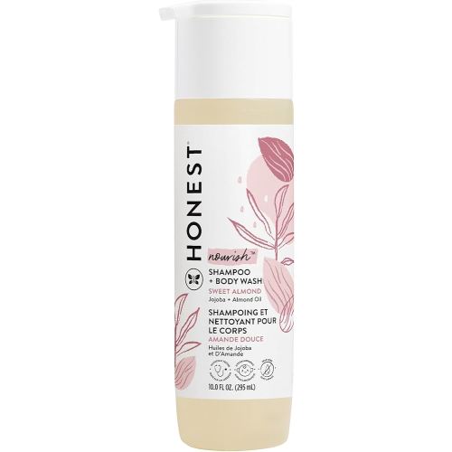 The Honest Company 2-in-1 Cleansing Shampoo Body Wash Gentle for Baby Naturally Derived Tear-free Hypoallergenic Sweet Almond Nourish 10 fl oz