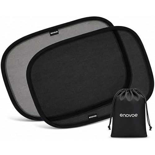 Enovoe Car Window Shades for Baby (4 Pack) - 21"x14" - Sun Shade Blocker, Cling - Glare Shield and UV Rays Protection for Your Child - Side Windows Screens for SUV- Mesh Window Shades for Car Baby