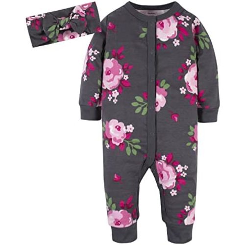 Gerber Baby Girls' 2-Piece Boutique Coverall & Headband Set