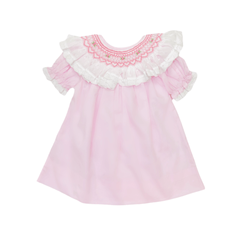 Smocked Heart Ruffle Collar Dress