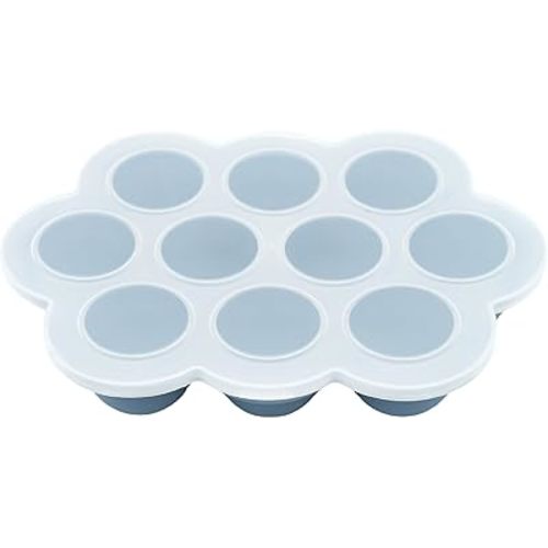 WeeSprout Silicone Baby Food Freezer Tray with Clip-on Lid - Perfect Storage Container for Homemade Baby Food, Vegetable & Fruit Purees, and Breast Milk (Navy, Ten 1.5 Ounce Sections)