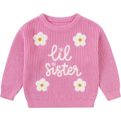 UNICOMIDEA Big Sister Sweater Baby Girl Knit Little Sister Sweatshirt Crewneck Winter Fall Clothes for 9M-4Y