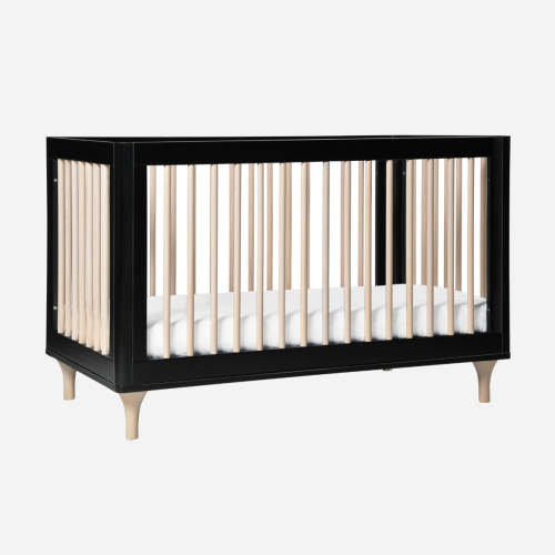 Lolly Convertible Crib - Black / Washed Natural