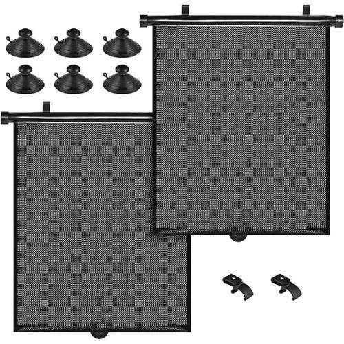 PLTCAT 2 Pack Large Car Sun Shade Side Window for Baby, Roller Vehicle Shades Sun Protection Shade for SUV Truck Side Window(Large-18''x20'')