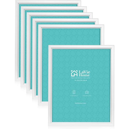 LaVie Home 8x10 Picture Frames (6 Pack, White) Simple Designed Photo Frame with High Definition Glass for Wall Mount & Table Top Display, Set of 6 Classic Collection
