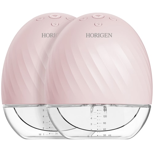 Horigen Breast Pump 2267A Double Pink Electric Wearable Breast Pump Lower Noise 2 Modes 5 Suction Levels Hands Free USB Rechargeable