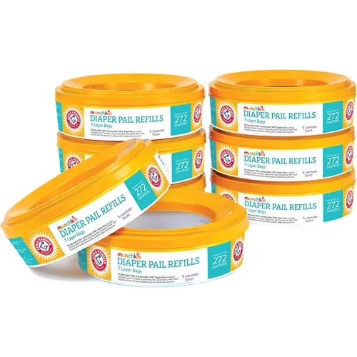 Munchkin® Arm & Hammer Diaper Pail Refill Rings, 2,176 Count, 8 Pack (272 Count each) Lavender Scent