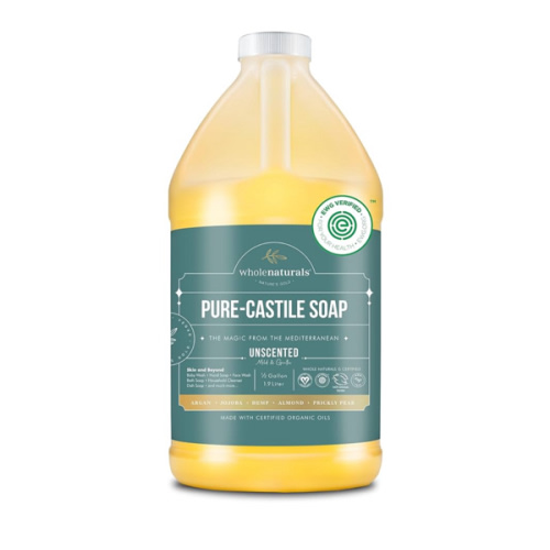 Pure Castile Soap Liquid, EWG Verified & Certified Palm Oil Free Unscented, Natural, Mild & Gentle Non-gmo & Vegan - Organic Body Wash, Laundry, Pet/Dog and Baby Soap - 64 Fl Oz