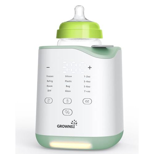 GROWNSY Bottle Warmer, Fast Baby Bottle Warmer for Breastmilk & Formula, LED Display Accurate Temperature Control, with Timer, Defrost, Keep, Night Light, Heat Baby Food for All Bottles (Green)