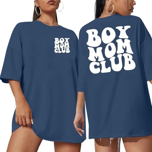 Boy Mom Club Shirt Mama Fashion Graphic Tee Shirts Mother Gifts T-Shirt Casual Short Sleeve Tee Tops