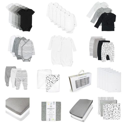 HonestBaby 50-Piece Oh Set Newborn Essentials Gift Box Organic Cotton for Infant Baby Boys, Girls, Unisex (Legacy)