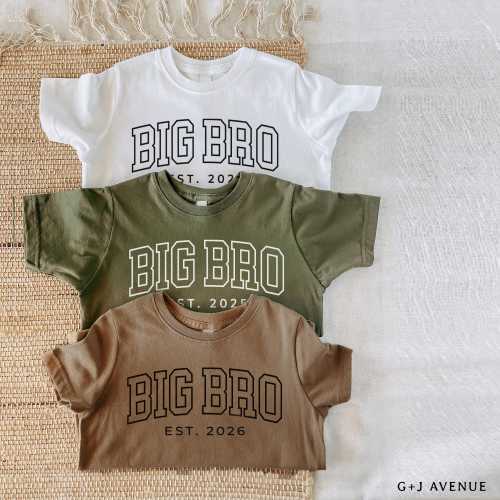 BIG BRO Est 2025 or 2026 Shirts | Big Brother Announcement Tee | New Custom Text Boys Shirts
