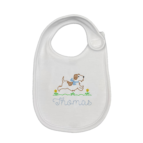 Running Puppy Embroidered Bib