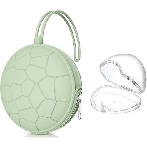 Smlpuame Pacifier Holder Case,Mothers Day Gifts for Mom BPA Free Portable Silicone Baby Pacifier Cover Pouch for Diaper Bag Stroller,Travel Outdoor Activities,Easy to Clean(Football & Mint)
