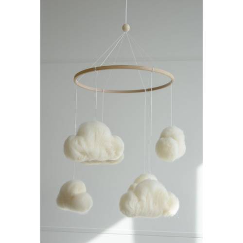 Felted Cloud Baby Nursery Mobile Neutral Baby Cloud Mobile - Etsy