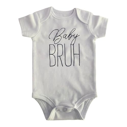 Generic 100% Organic Cotton GOTS-Certified BRUH Baby Bruh Onesie, Funny for Baby Bro of Gamer, White