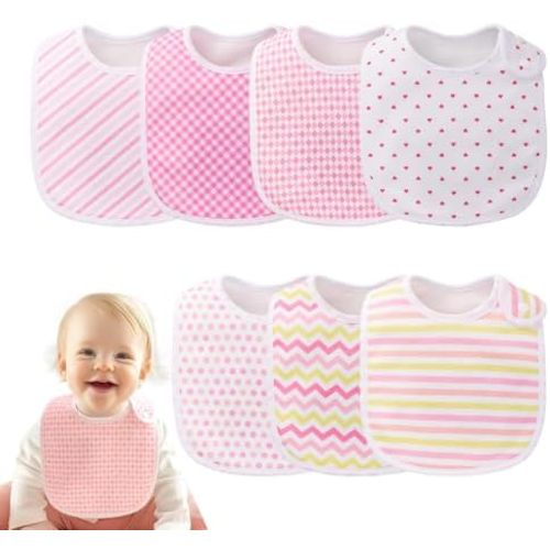 Pack of 7,Baby Bibs,Unisex,Soft and Absorbent,Adjustable,Easy to Use