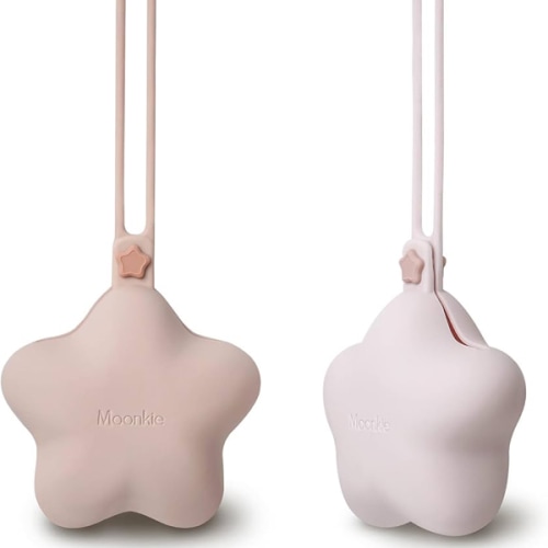 Moonkie Silicone Pacifier Holder Case, Cute Portable Pacifier Storage Case, 2 Pack