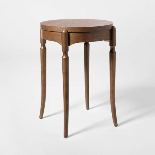 Cabriole Leg Round Side Table Dark Walnut Brown - Threshold™ Designed with Studio McGee Fully Assembled