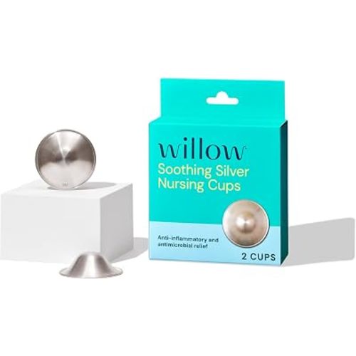 Willow - Silver Nursing Cups, 2 Pack, Breastfeeding Nipple Covers for Protection & BPA Free