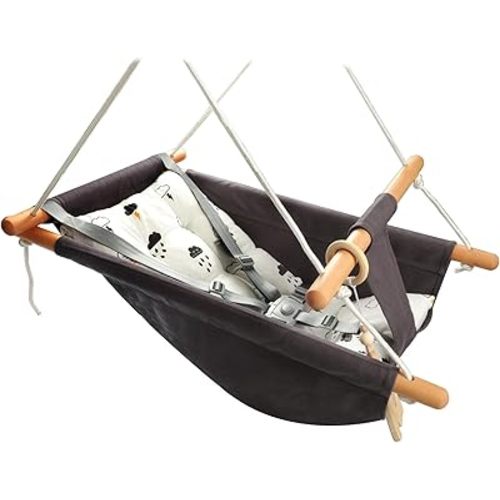 Baby Swing Outdoor and Indoor, Baby Hammock Toddler Swings, Baby Swing Outside Comfortable Wooden Midew Proof, Adjustable 5-Point Safety Belt, Great Gift for Baby Boys Girls Kids,Grey Cloud
