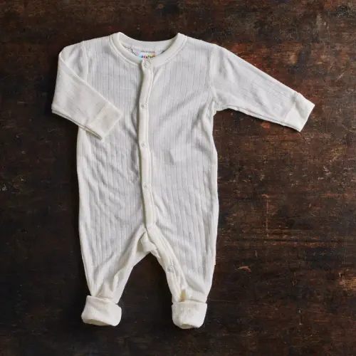 JOHA Baby & Kids Merino Wool Rib Pyjamas - Natural