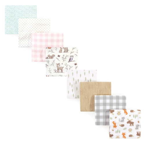 Hudson Baby Cotton Flannel Receiving Blankets Bundle Set, Enchanted Forest Woodland, One Size