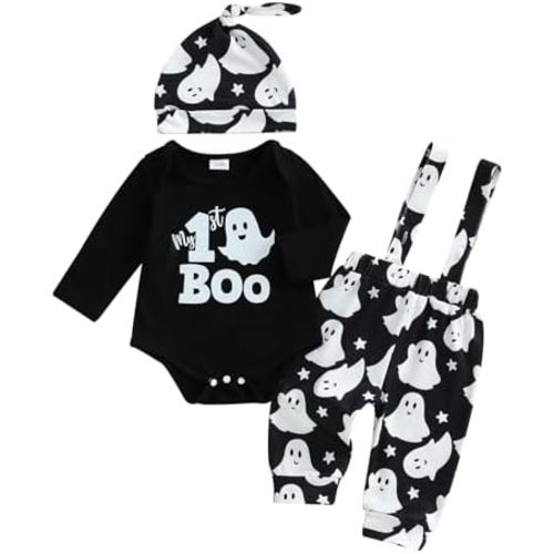 My First Halloween Baby Boy Outfit Newborn Long Sleeve Romper Pants Hat Baby Pumpkin Clothes Fall Winter Clothes