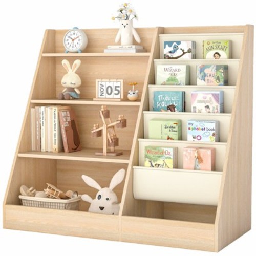 SUGIFT 4-Tier Kids Bookshelf and Toy Storage Organizer, Yellow