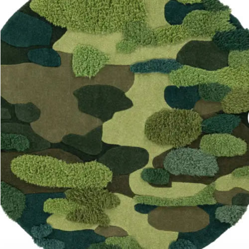 Green 5' 1 x 5' 1 Moss Garden Round Rug | Rugs.com