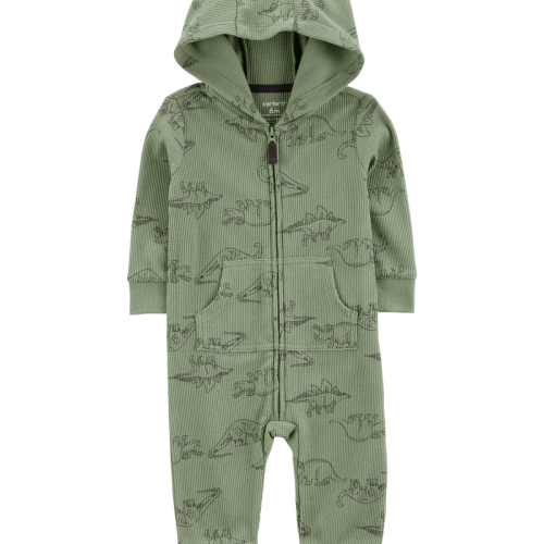 Green Baby Dinosaur Hooded Zip-Up Thermal Jumpsuit | Carter’s Oshkosh Canada