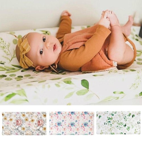 SPRING PARK Baby Floral Diaper Changing Pad Cover Cradle Mattress Sheets Infant Flower Print Mattress