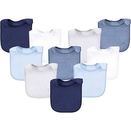 Hudson Baby Unisex Baby Rayon from Bamboo Terry Bibs, Lt.Blue Gray, One Size