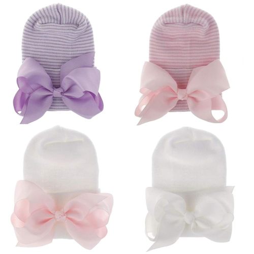 Newborn Hospital Hat Baby Girls Hat Cap with Bow Soft Cute Infant Knot Nursery Beanie