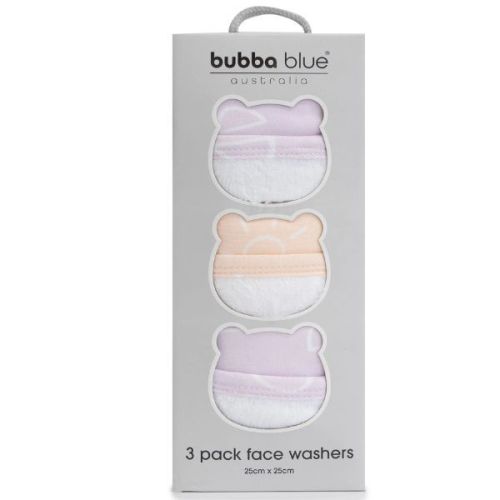 Bubba Blue Nordic Wash Cloths Dusty Peach/Lilac 3pk