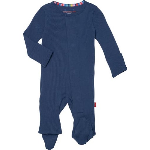 Symphony Blue Ribbed Long Sleeve Magnetic Footie