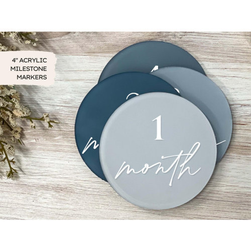 4" Monthly Milestone Markers | Name Plate, Hello World, Bump Update - Acrylic Disc Ombre, Baby's First Year, Shower Gift, Baby Boy/Girl