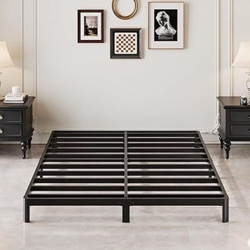 5 Inch Low Queen Bed Frame with Rounded Corner Legs, 2000 LBS Heavy Duty Metal Queen Platform Bed Frame No Box Spring Needed, Noise Free, Easy Assembly
