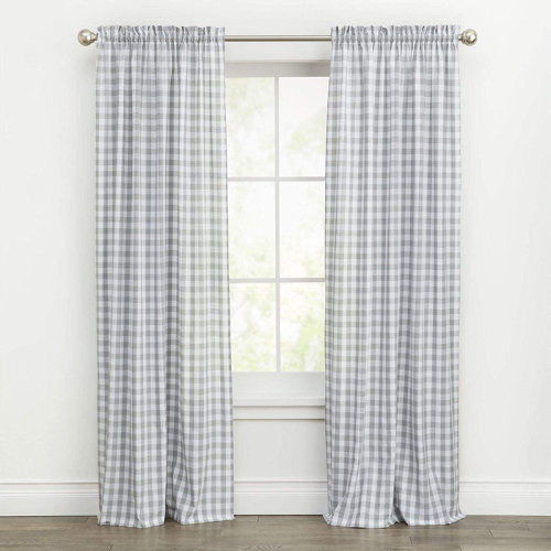 August Grove® Ramillies Country Chic Gingham Plaid Semi-Sheer Rod Pocket Curtain Panels & Reviews | Wayfair