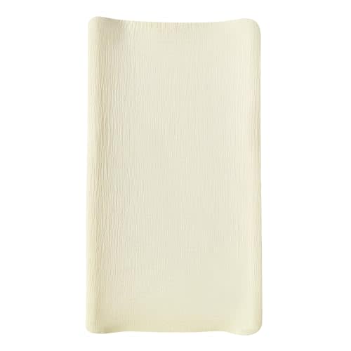 Muslin Changing Pad Cover for Baby Boys Girls, Ultra Soft Breathable Diaper Changing Table Pad Cover, Neutral Fitted Changing Pad Sheets (Beige)
