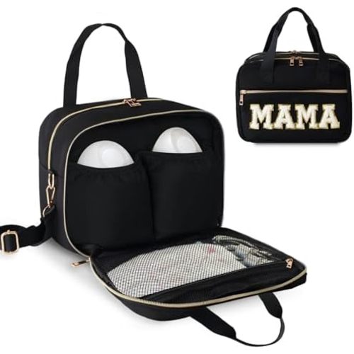 Rain Bunny Wearable Breast Pump Compatible with Elvie and Medela Pumps, Cooler Bag with Shoulder Strap for Work, Travel and Family Use (Black)