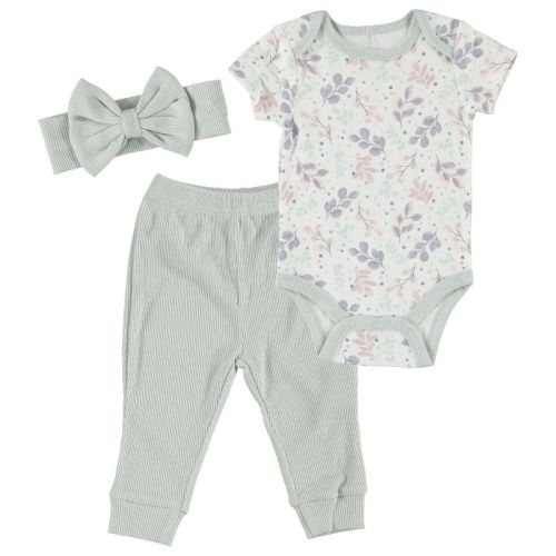 Kyle & Deena Baby Girl Clothes Layette Set Footless Sleep And Play 3 Pack Bunnie Rabbit Patch 0-3m