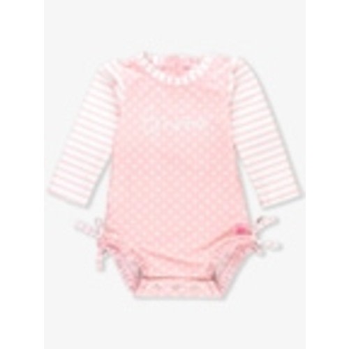 Pink Polka Dot Long Sleeve One Piece Rash Guard | RuffleButts & RuggedButts
